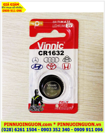 Vinnic CR1632-BP1; Pin 3v Lithium Vinnic CR1632-BP1 chính hãng (Loại vỉ 01viên)